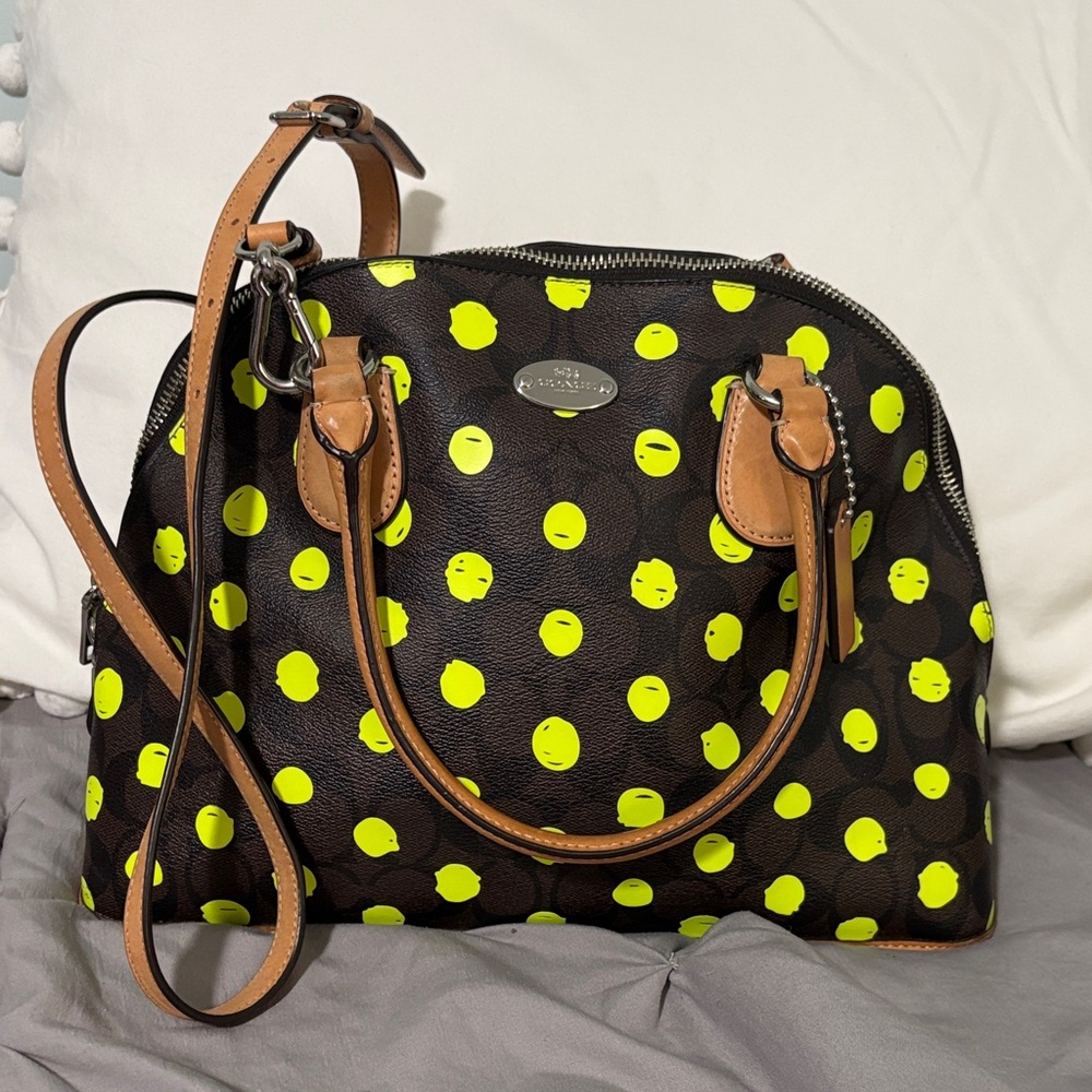 Coach Black and Yellow Dot Satchel